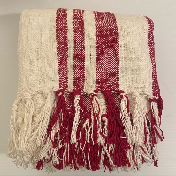 carol & frank Morgan Ruby Woven Throw Blanket 50x60 Red Ralph Lauren Christmas - Picture 3 of 5